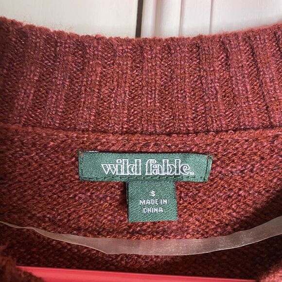 Wild fable Women Cardigan Crop Sweater Balloon Sleeve Red Yellow Pink Small - Picture 3 of 6